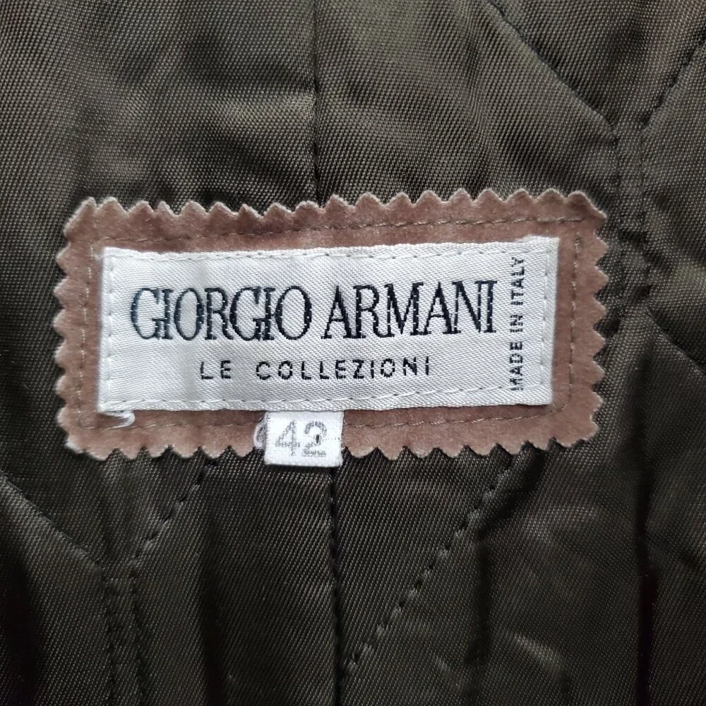 Giorgio Armani Men's Vintage Olive Wool Belted Military Trench Coat Size 42‎ - Picture 7 of 15